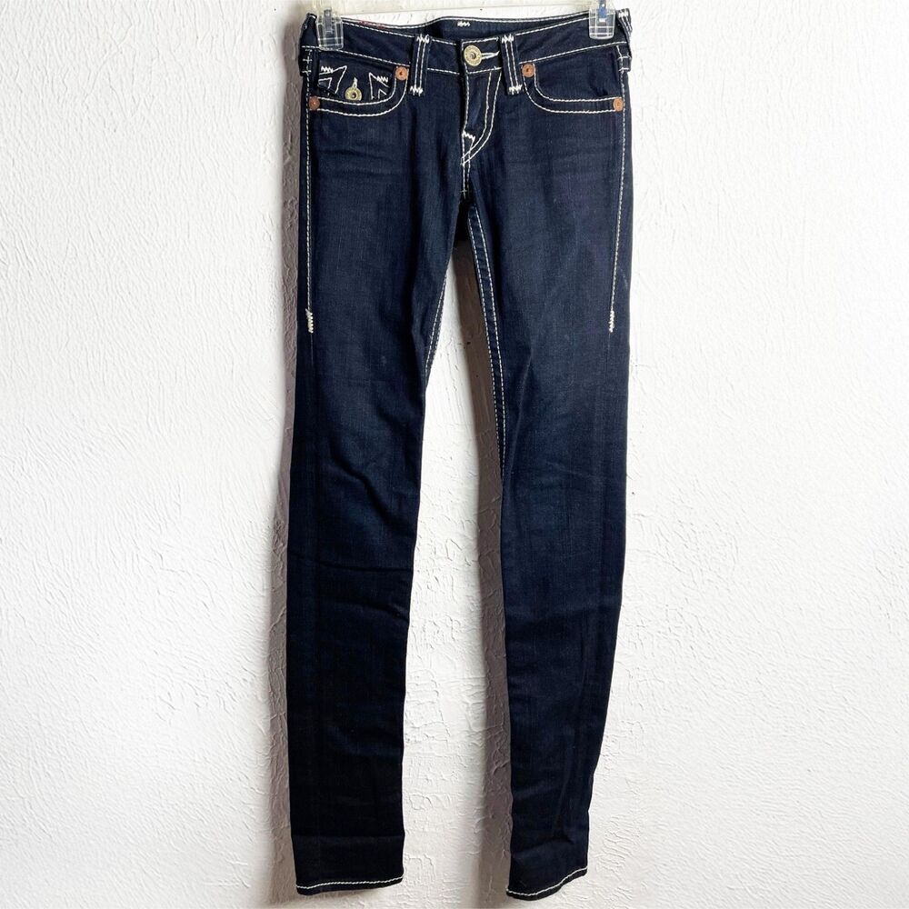 True Religion Julie Big T Jeans Women's 27 Dark Wash Blue Stretch Denim USA
